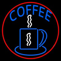 Blue Coffee Cup With Red Circle Neonreclame