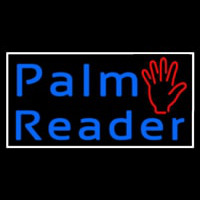 Blue Cursive Palm Reader White Border Neonreclame