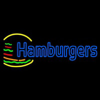 Blue Double Stroke Hamburgers Neonreclame