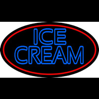 Blue Double Stroke Ice Cream With Red Oval Neonreclame