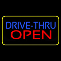 Blue Drive Thru Red Open Yellow Border Neonreclame