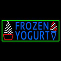 Blue Frozen Yogurt With Green Border Logo Neonreclame