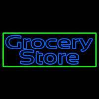 Blue Grocery Store With Green Border Neonreclame