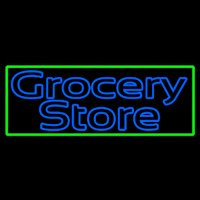 Blue Grocery Store With Green Border Neonreclame