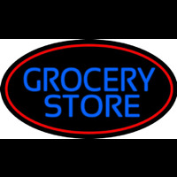 Blue Grocery Store With Red Oval Neonreclame