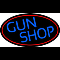 Blue Gun Shop With Red Round Neonreclame