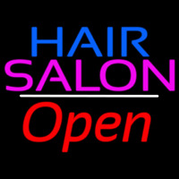 Blue Hair Salon Open White Line Neonreclame