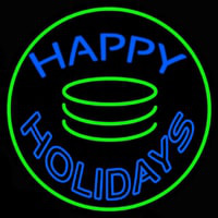 Blue Happy Holidays Block Neonreclame
