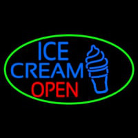 Blue Ice Cream Open With Green Oval Neonreclame