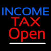 Blue Income Red Ta  Open Slant Neonreclame