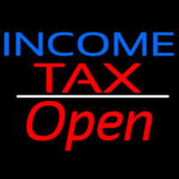 Blue Income Ta  White Line Slant Open Neonreclame