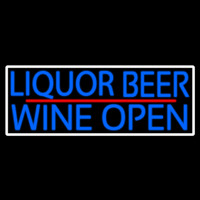 Blue Liquor Beer Wine Open With White Border Neonreclame