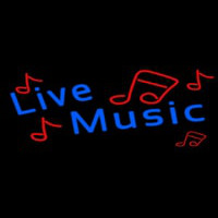 Blue Live Music With Red Notes Neonreclame