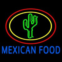 Blue Mexican Food With Cactus Logo Neonreclame