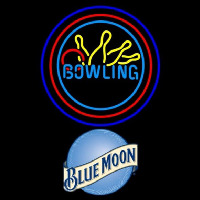 Blue Moon Bowling Yellow Blue Beer Sign Neonreclame