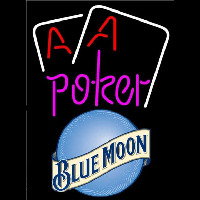 Blue Moon Purple Lettering Red Aces White Cards Beer Sign Neonreclame