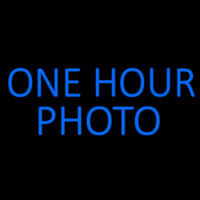 Blue One Hour Photo Block Neonreclame