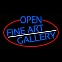 Blue Open Fine Art Gallery Oval With Red Border Neonreclame