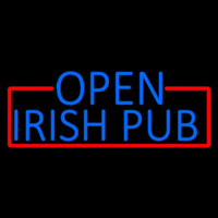 Blue Open Irish Pub With Red Border Neonreclame