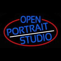 Blue Open Portrait Studio Oval With Red Border Neonreclame