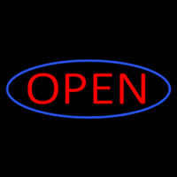 Blue Open With Red Oval Border Neonreclame