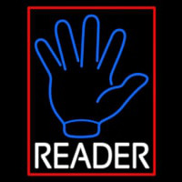 Blue Palm White Reader Red Border Neonreclame