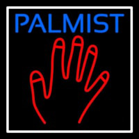 Blue Palmist Red Palm White Border Neonreclame