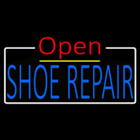 Blue Shoe Repair Open White Border Neonreclame