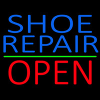 Blue Shoe Repair Open With Green Line Neonreclame