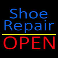 Blue Shoe Repair Open With Yellow Line Neonreclame