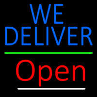 Blue We Deliver Open Green Line Neonreclame