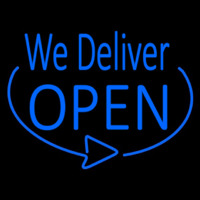 Blue We Deliver Open Neonreclame