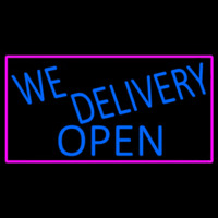 Blue We Deliver Open With Pink Border Neonreclame