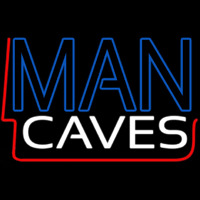 Blue and White Red Border Man Cave Neonreclame
