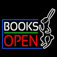 Books With Rabbit Logo Open Neonreclame