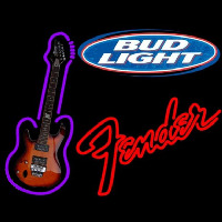 Bud Light Fender Red Guitar Beer Sign Neonreclame