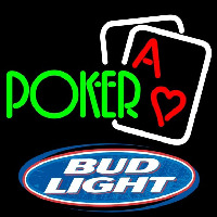 Bud Light Green Poker Beer Sign Neonreclame