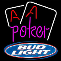 Bud Light Purple Lettering Red Aces White Cards Beer Sign Neonreclame