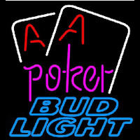 Bud Light Purple Lettering Red Aces White Cards Beer Sign Neonreclame