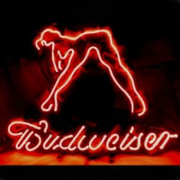 Budweiser Girl Bier Bar Open Neonreclame