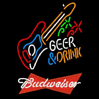Budweiser Red And Drink Guitar Beer Sign Neonreclame