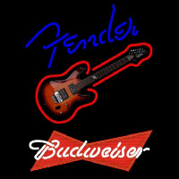 Budweiser Red Fender Blue Red Guitar Beer Sign Neonreclame