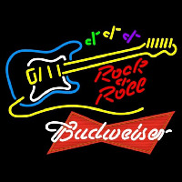 Budweiser Red Rock N Roll Yellow Guitar Beer Sign Neonreclame