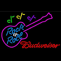 Budweiser Rock N Roll Pink Guitar Beer Sign Neonreclame