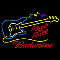 Budweiser Rock N Roll Yellow Guitar Neonreclame