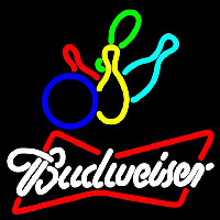 Budweiser White Colored Bowling Beer Sign Neonreclame