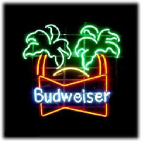 Budweiser double palm trees Beer Bar Neonreclame