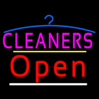 Cleaners Logo Open Yellow Line Neonreclame
