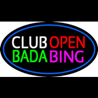 Club Open Bada Bing With Blue Border Neonreclame