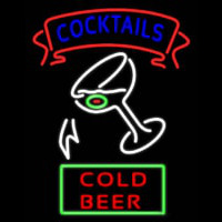 Cocktail Cold Beer With Glass Real Neon Glass Tube Neonreclame